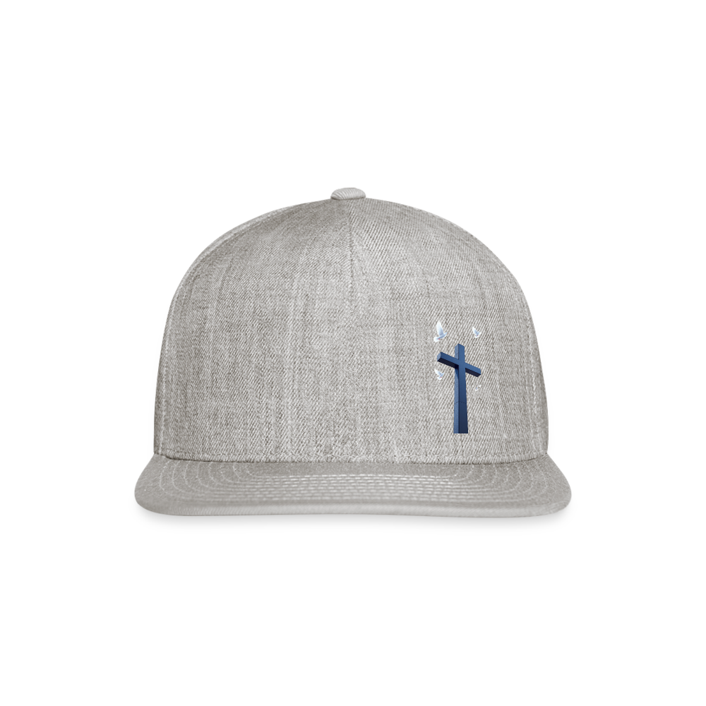 BLACK LATIN CROSS W/ DOVES Snapback Baseball Cap - heather gray