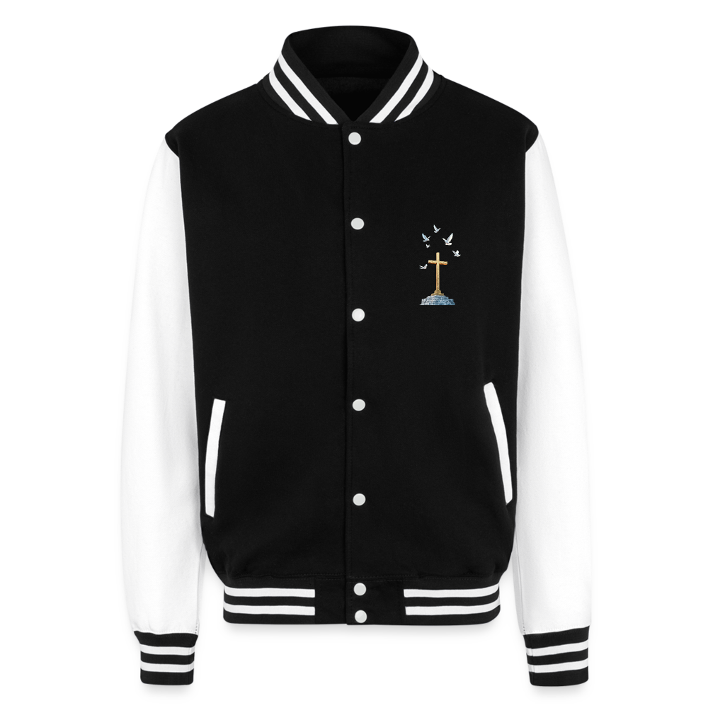 Cross Just Hoods Heavyweight Letterman Jacket - black/white