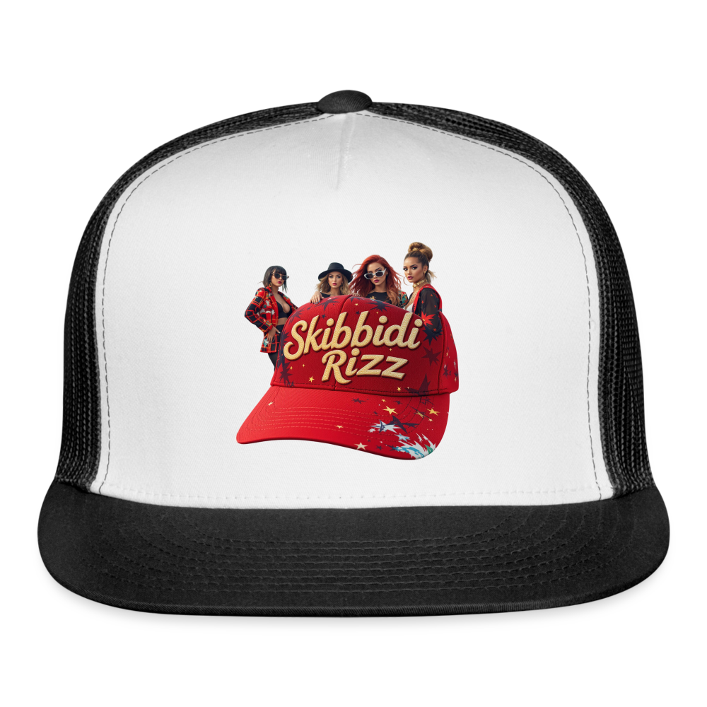SKIBBIDI RIZZ Trucker Hat - white/black