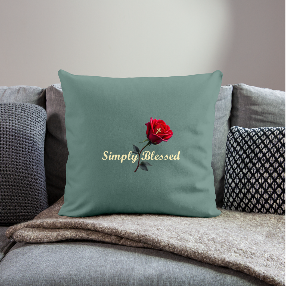 Simply Blessed Throw Pillow Cover 18” x 18” - cypress green