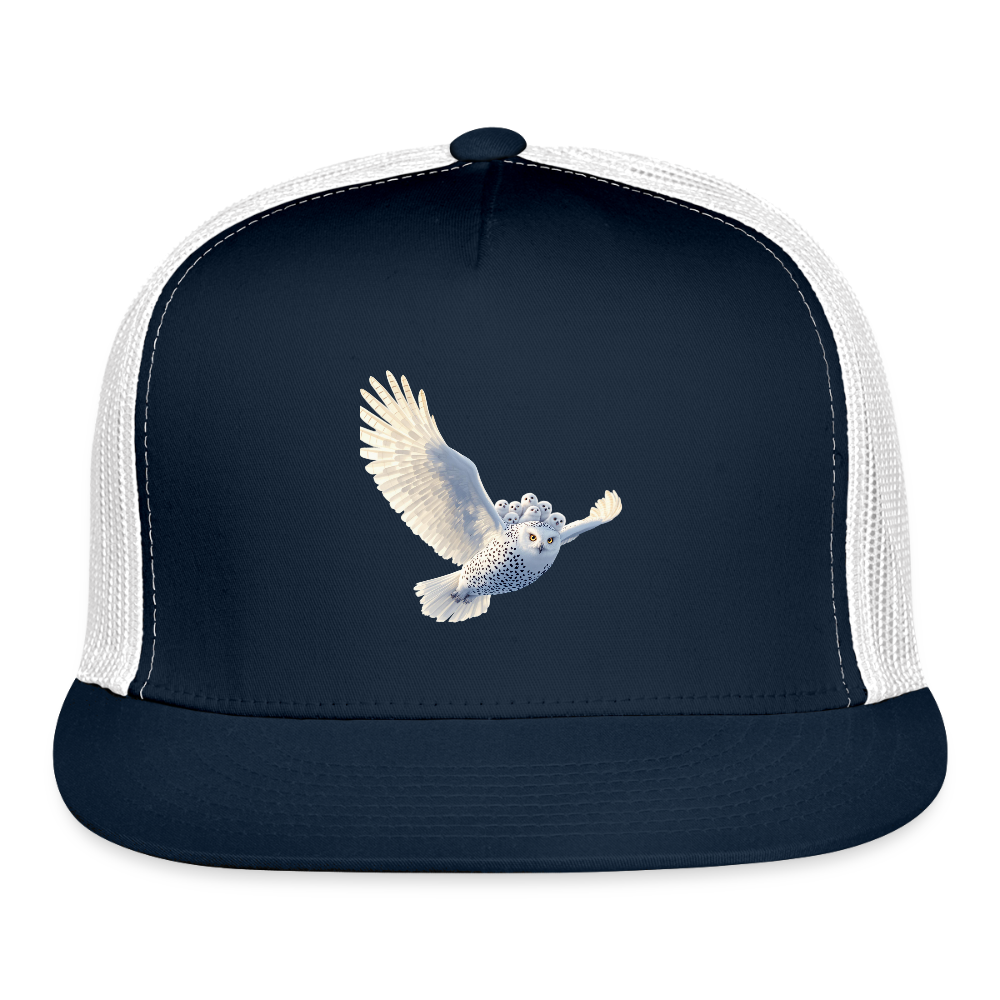HOOTIE Camo Authentic Snapback Trucker Hat - navy/white