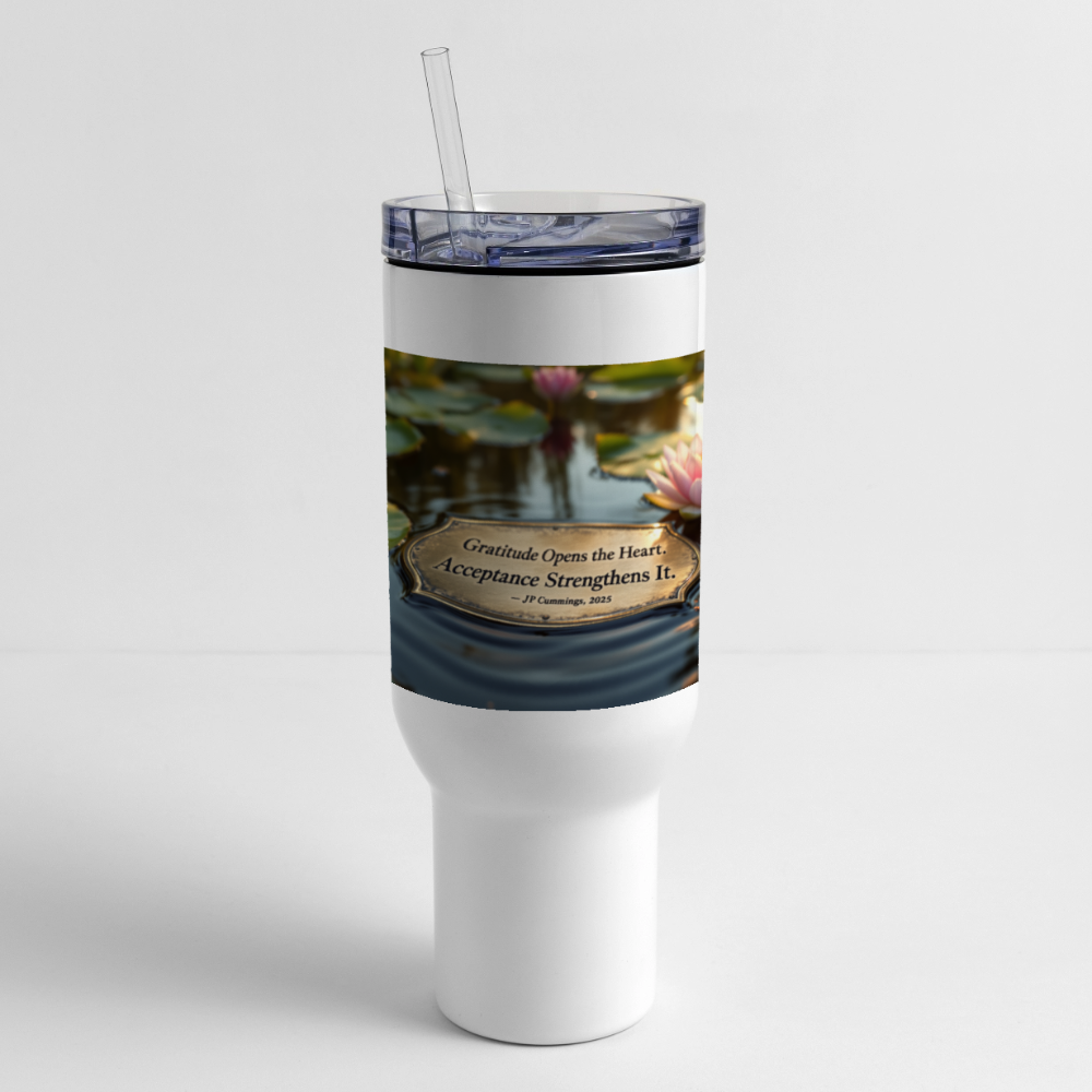 GRATITUDE ACCEPTANCE 40 oz Travel Tumbler - white