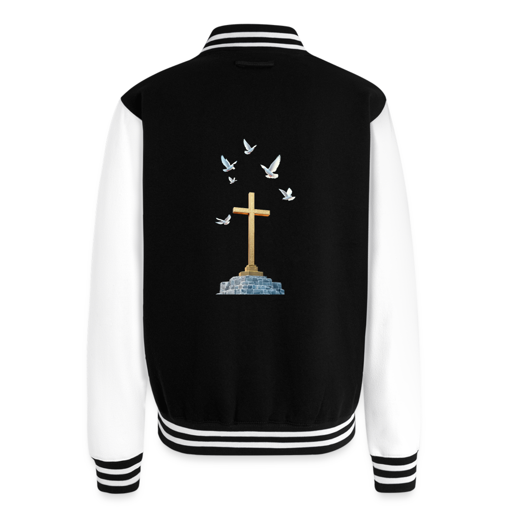 Cross Just Hoods Heavyweight Letterman Jacket - black/white