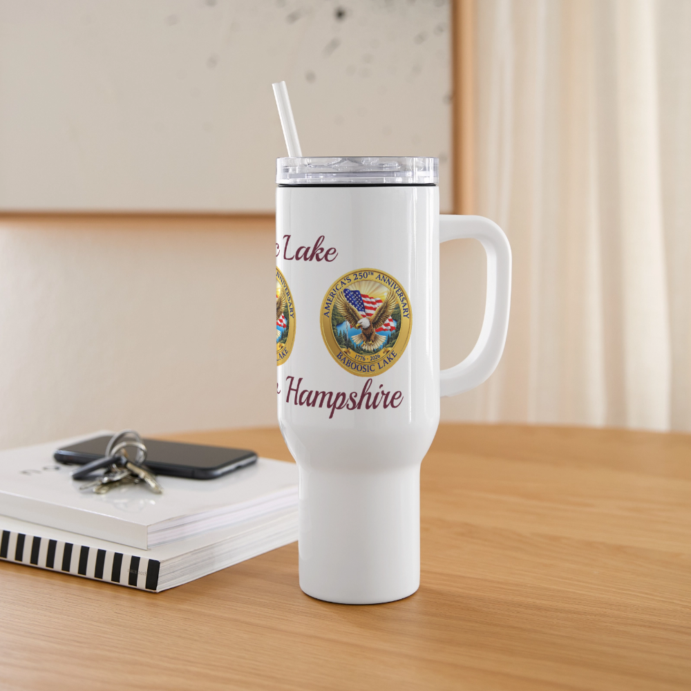 BABOOSIC LAKE AMERICA 250 40 oz STAINLESS STEEL Travel Tumbler - white