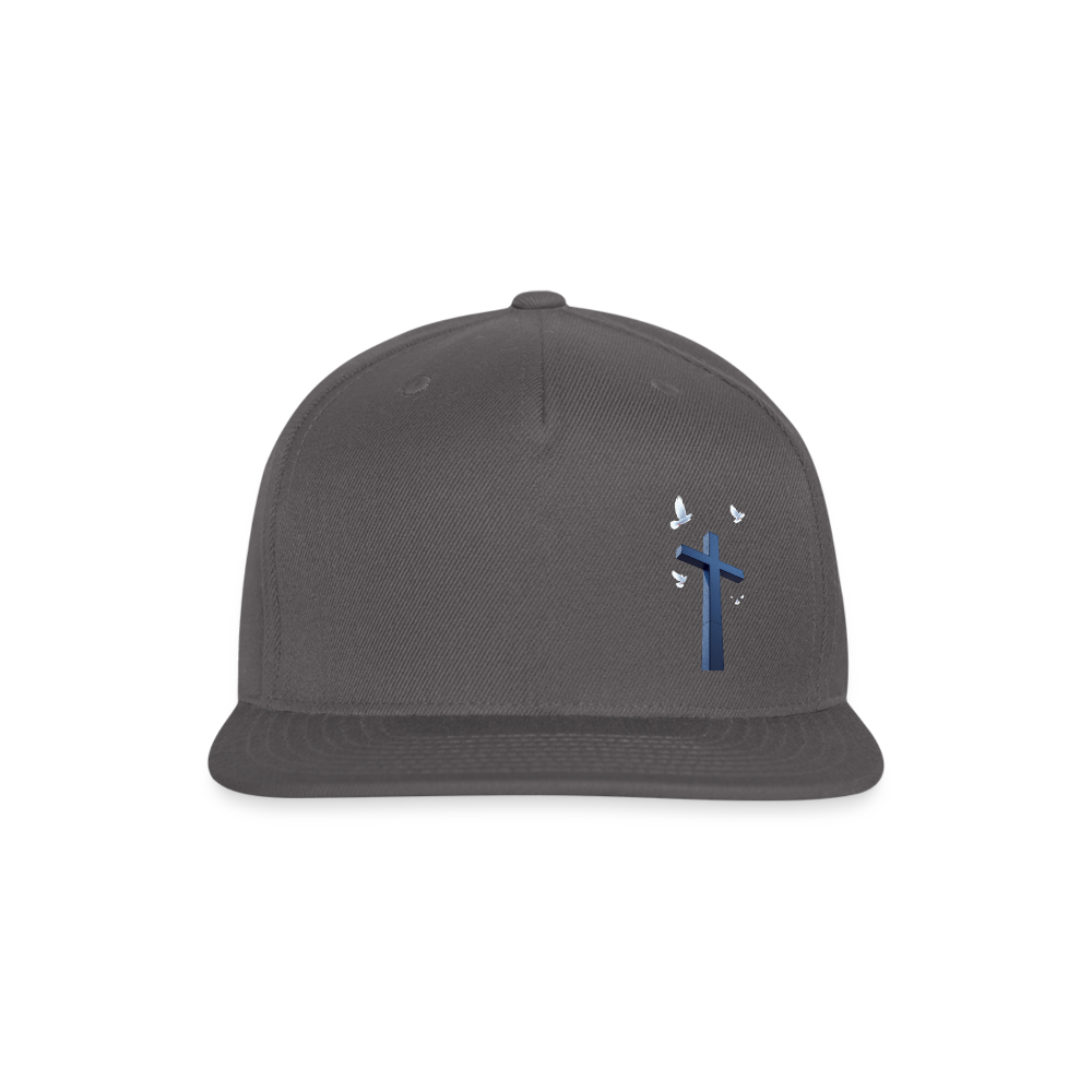 BLACK LATIN CROSS W/ DOVES Snapback Baseball Cap - dark grey