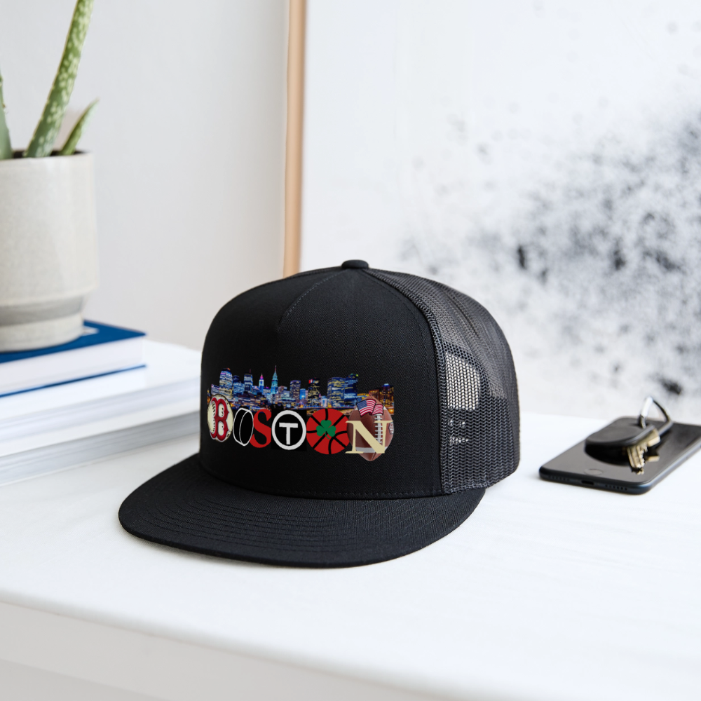 BOSTON SKYLINE Original Camo Snapback Trucker Hat - black/black