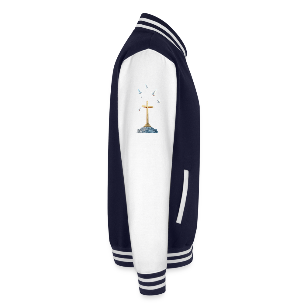 Cross Just Hoods Heavyweight Letterman Jacket - navy/white