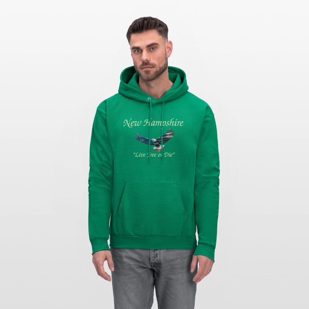 NH Live Free or Die Flying Eagle Men's Hoodie - kelly green