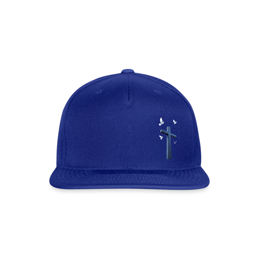 BLACK LATIN CROSS W/ DOVES Snapback Baseball Cap - royal blue
