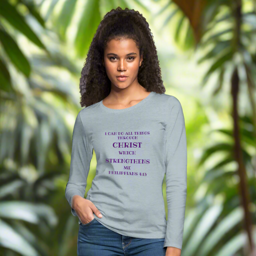 Philippians 413 Women's Premium Long Sleeve T-Shirt - heather ice blue