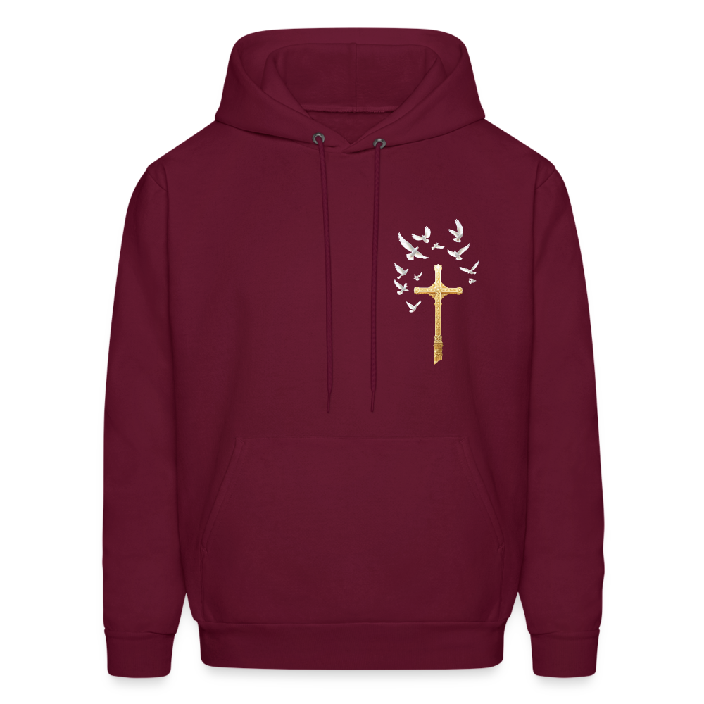 DOVES LATIN with CROSS Men's Hoodie - burgundy
