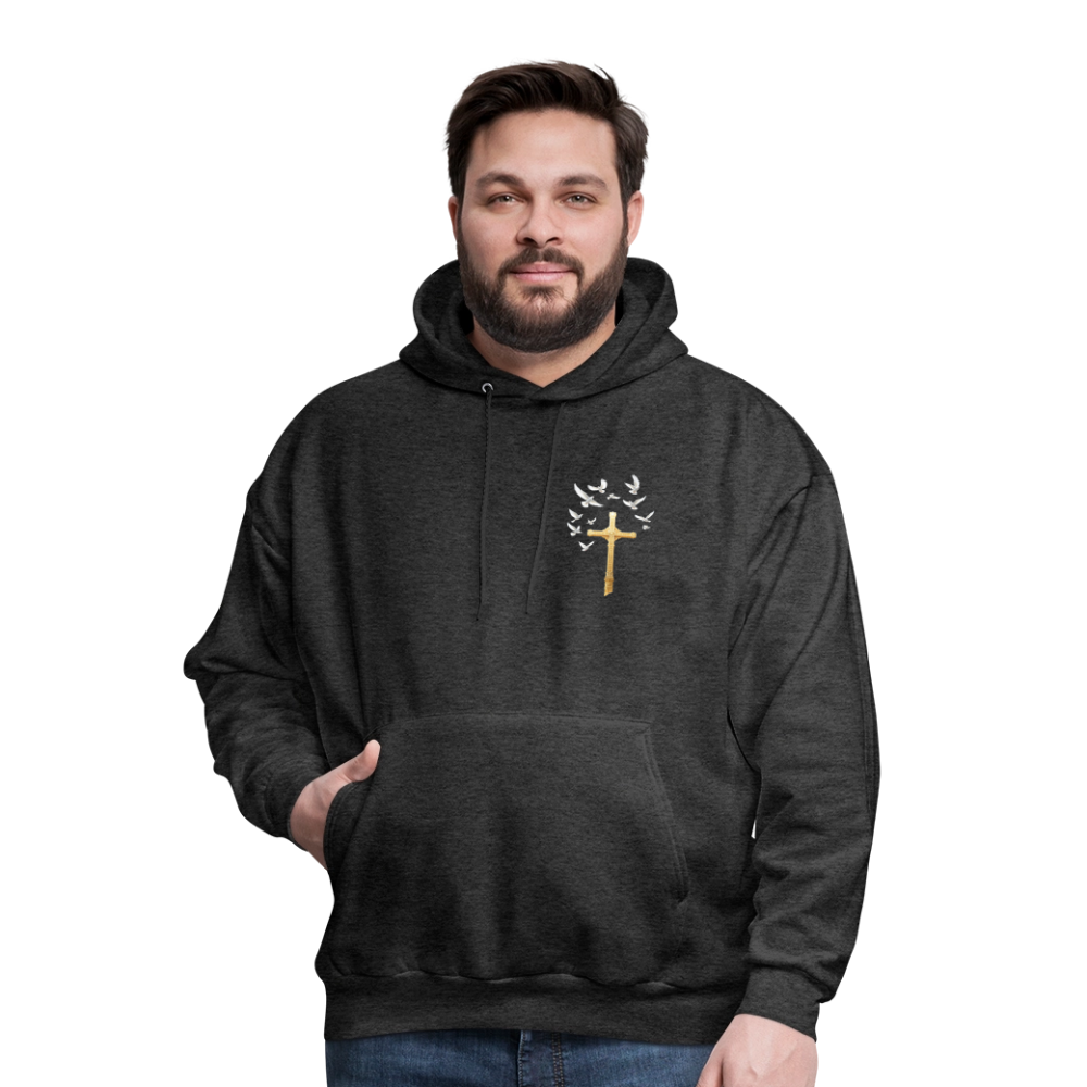 DOVES LATIN with CROSS Men's Hoodie - charcoal grey