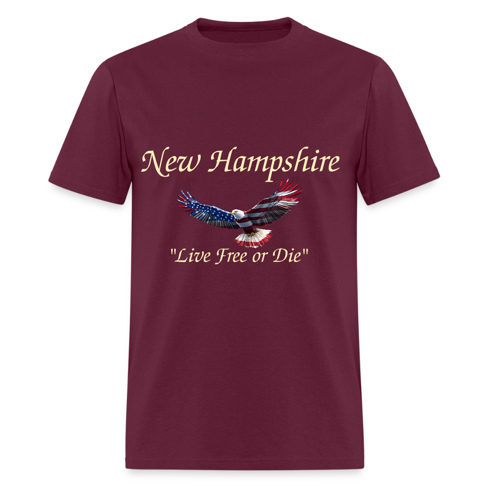 NH Live Free or Die Flying Eagle Unisex Classic T-Shirt - burgundy