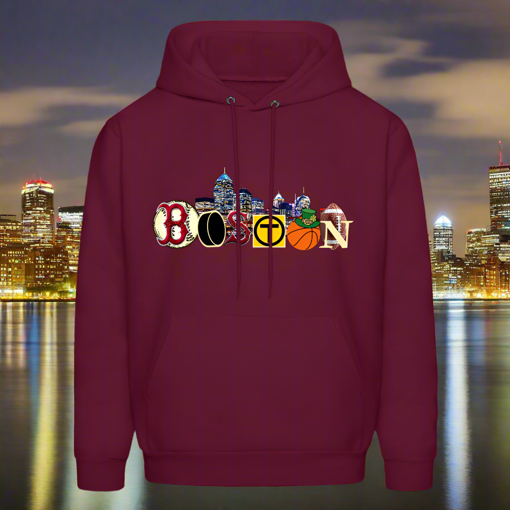 BOSTON SKYLINE Haines Men's Hoodie - burgundy