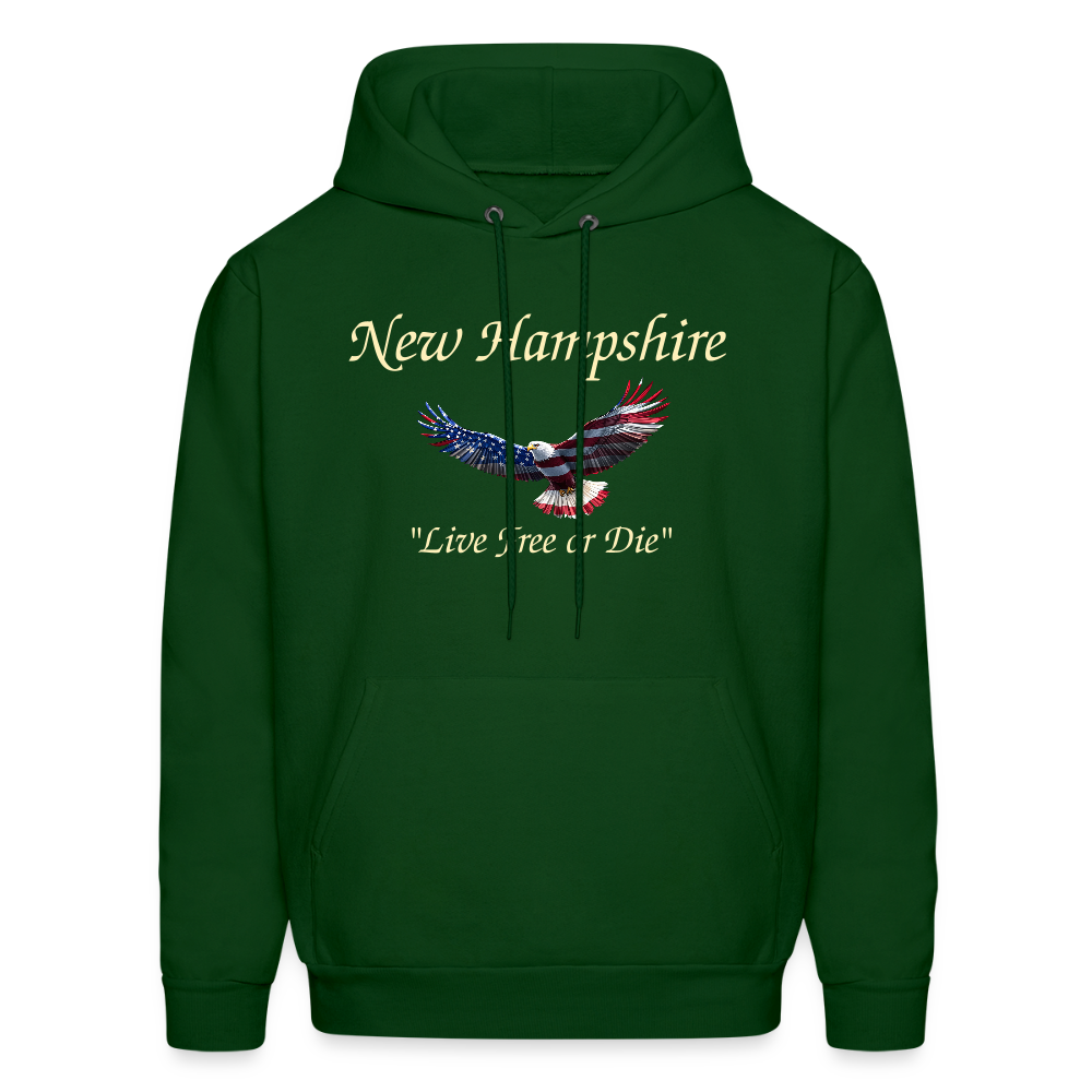 NH Live Free or Die Flying Eagle Men's Hoodie - forest green