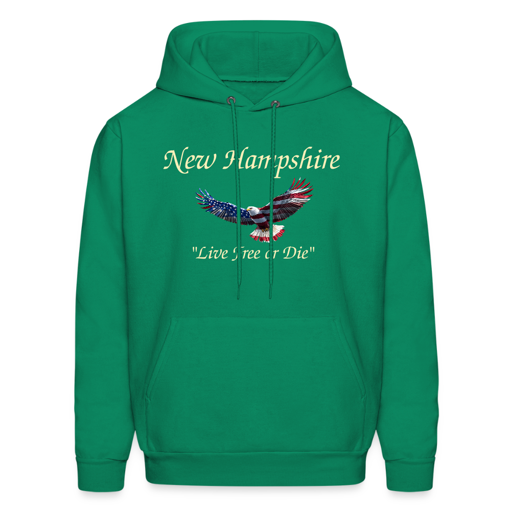 NH Live Free or Die Flying Eagle Men's Hoodie - kelly green
