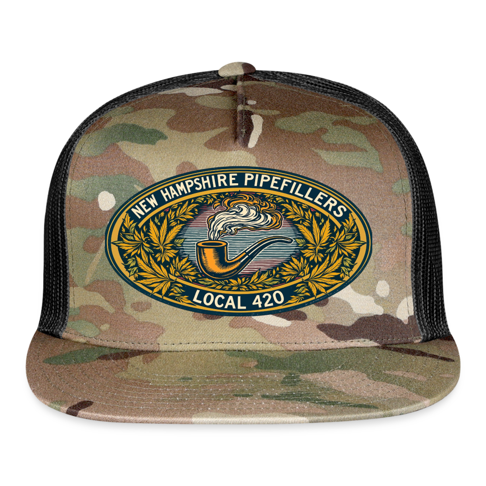 NEW HAMPSHIRE PIPEFILLERS UNION LOCAL 420 Camo Trucker Cap - MultiCam\black