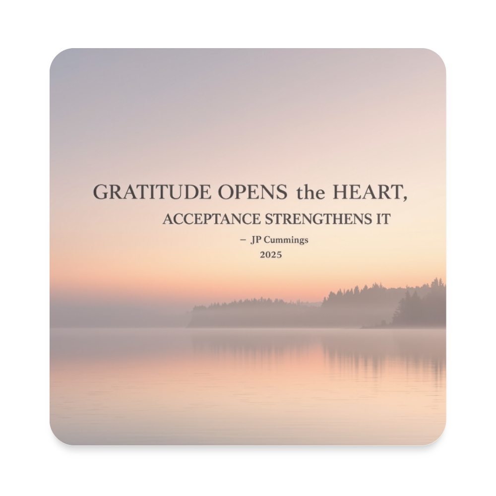 GRATITUDE ACCEPTANCE Square Magnet - white