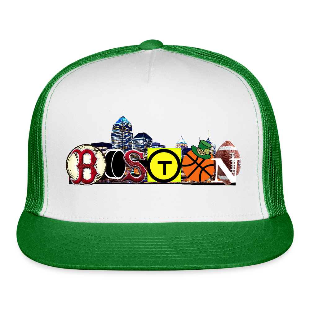 BOSTON SKYLINE Authentic Trucker Hat - white/kelly green