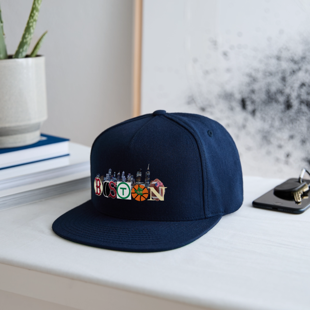BOSTON SKYLINE AUTHENTIC Snapback Baseball Cap - navy