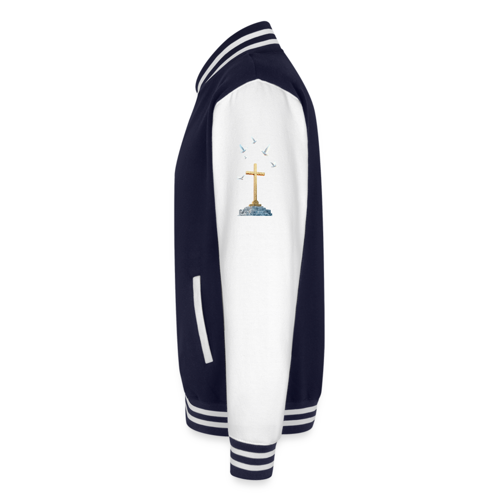 Cross Just Hoods Heavyweight Letterman Jacket - navy/white