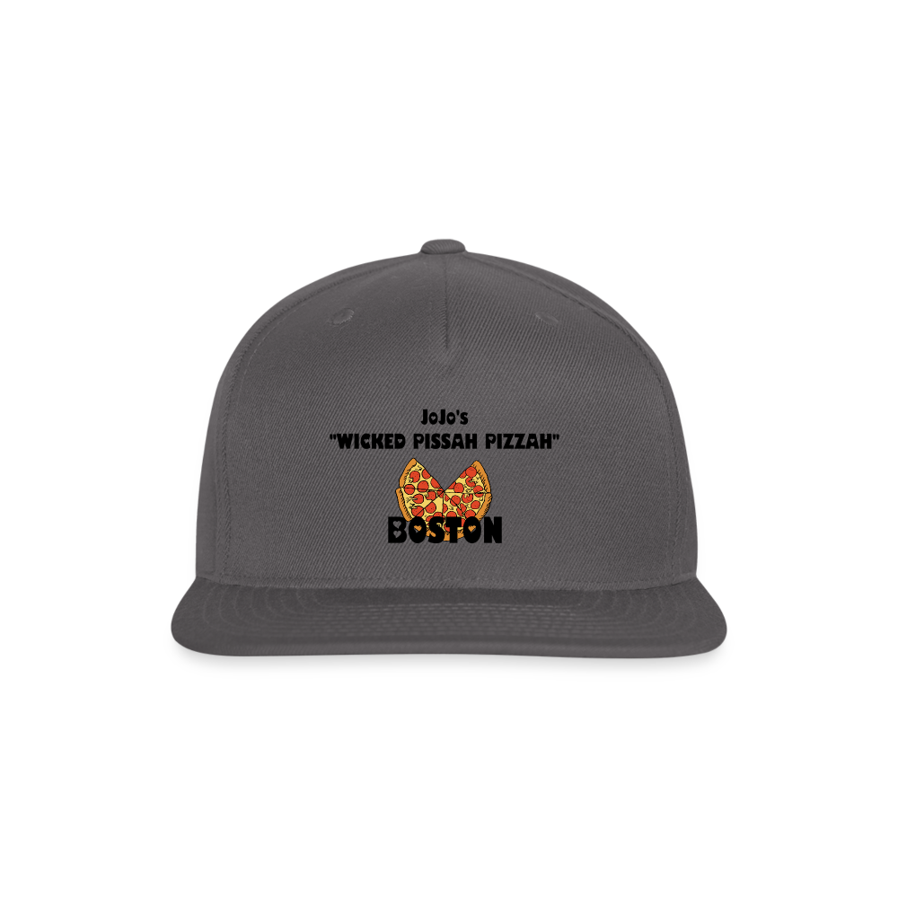 JoJo's "WICKED PISSAH PIZZAH BOSTON" Original Snapback Baseball Cap - dark grey