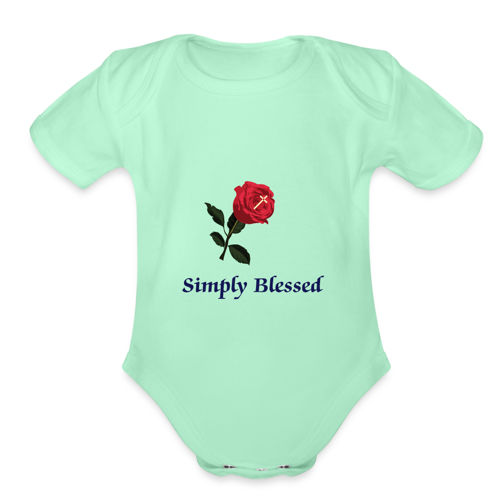 SIE CAPS SIMPLY LESSED Organic Short Sleeve Baby Bodysuit - light mint