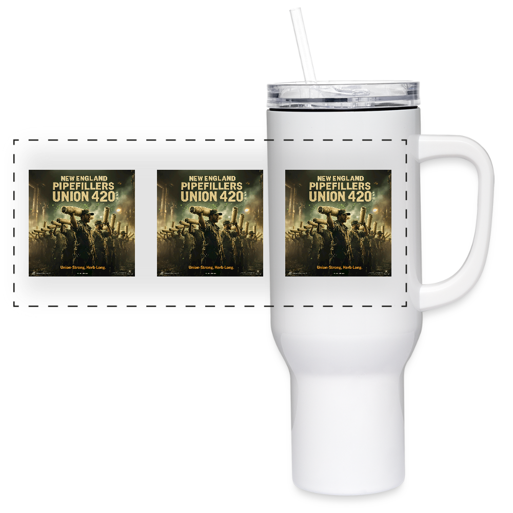 THE ORIGINAL NEW ENGLAND PIPEFILLERS UNION 420 stainless Steel 40 oz Travel Tumbler - white