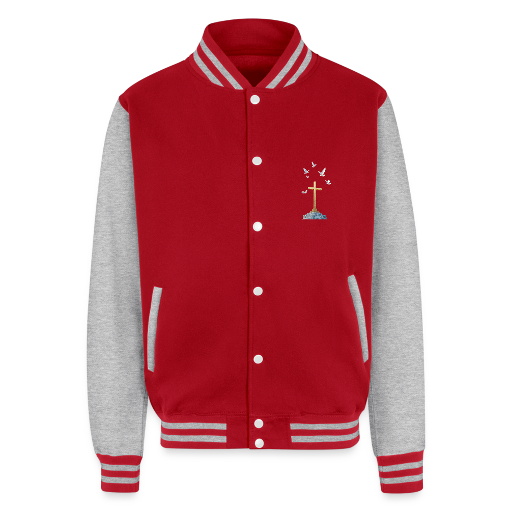 Cross Just Hoods Heavyweight Letterman Jacket - red/heather grey