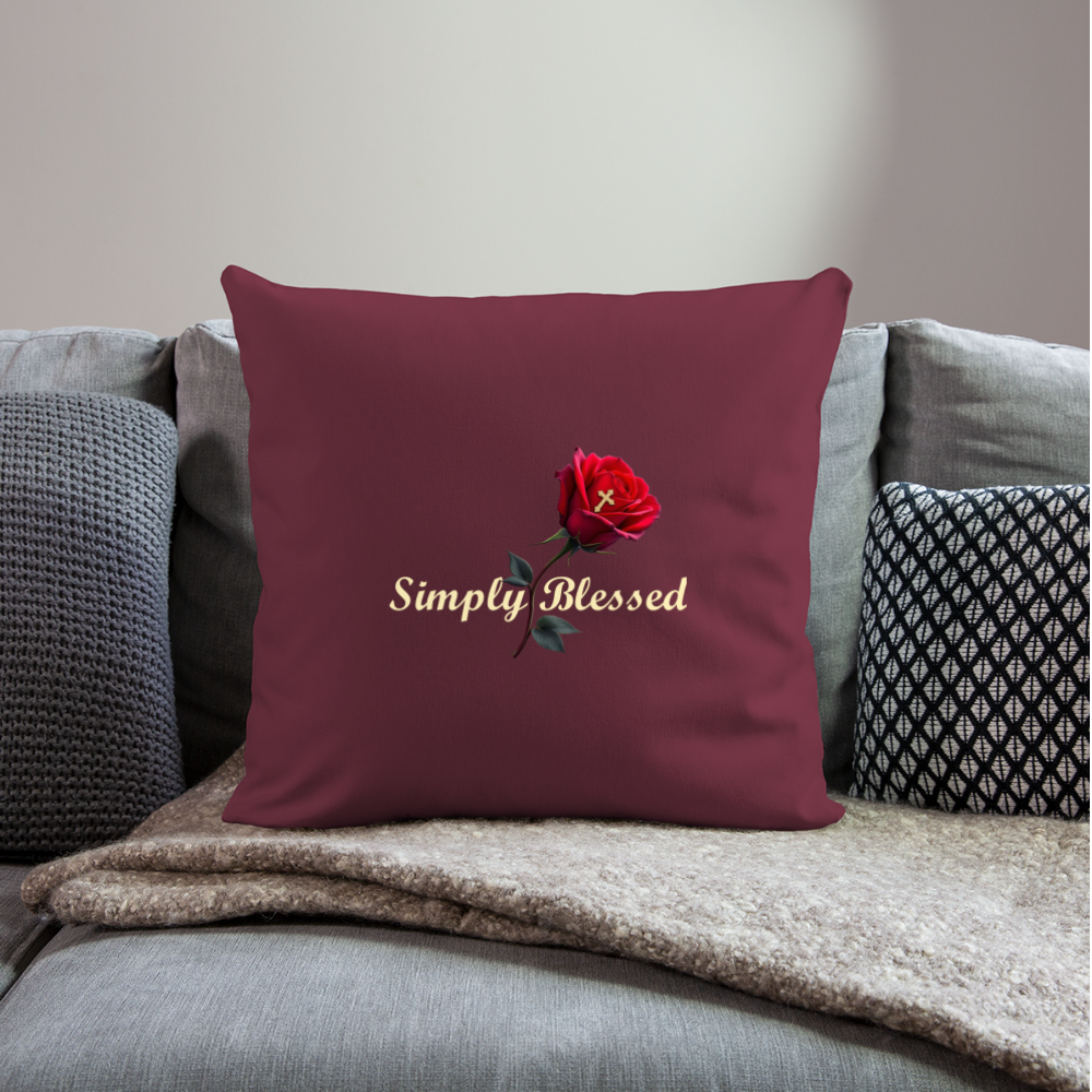 Simply Blessed Throw Pillow Cover 18” x 18” - burgundy