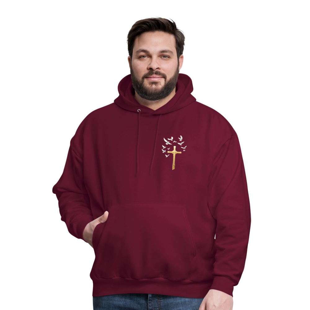 DOVES LATIN with CROSS Men's Hoodie - burgundy