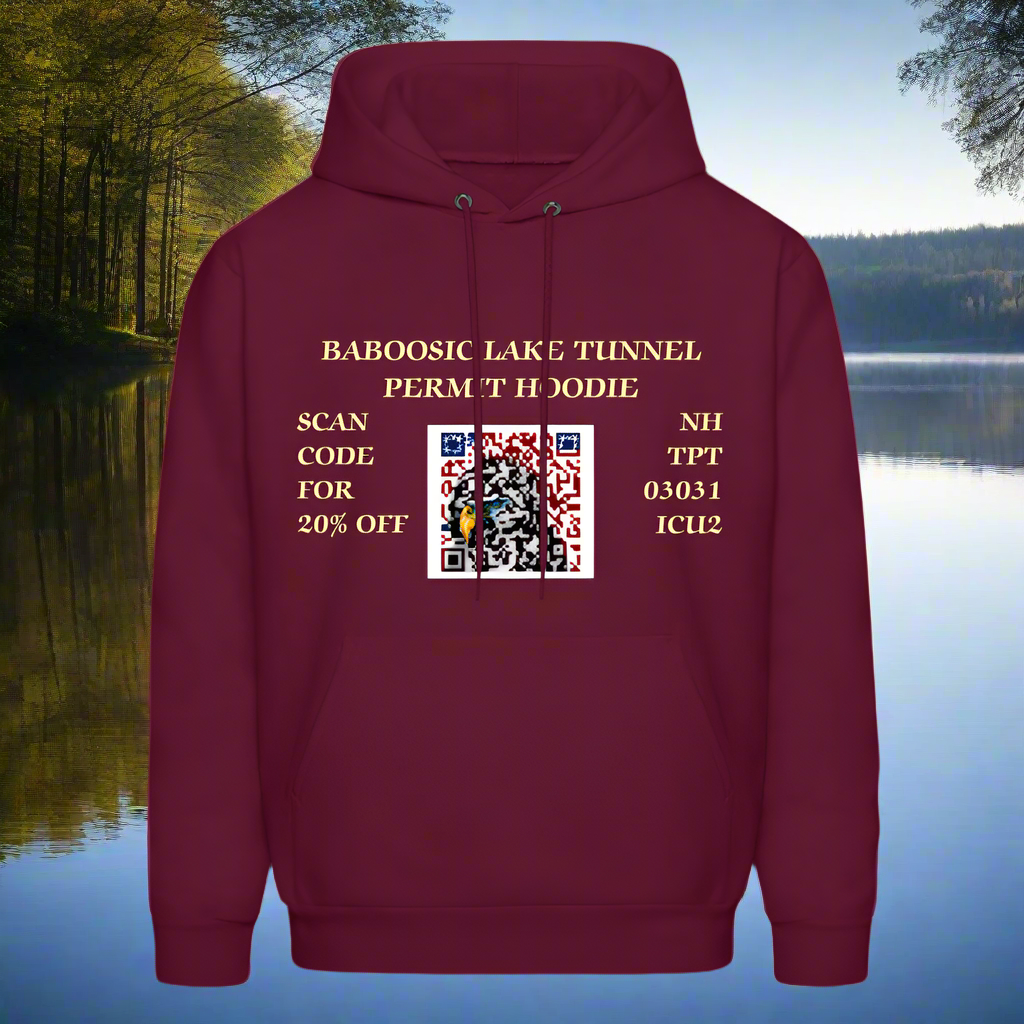 BABOOSIC LAKE TUNNEL PERMIT Men's Hoodie - burgundy