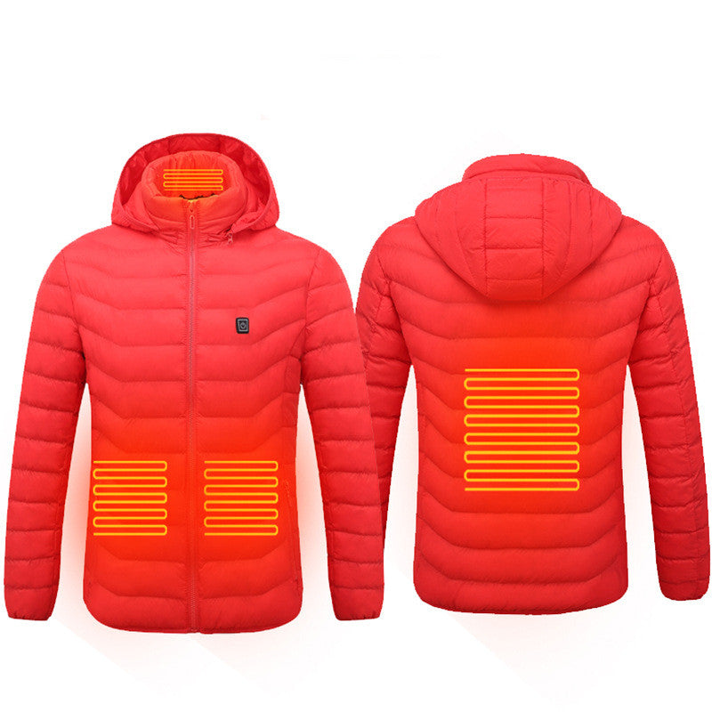 Men Heated Puffer Jacket USB Heated Coat Insulated Hood and Windbreaker