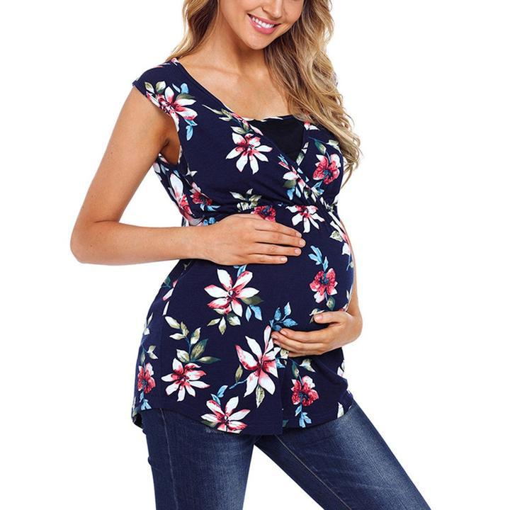 Women's Floral Printed Cotton Maternity Vest
