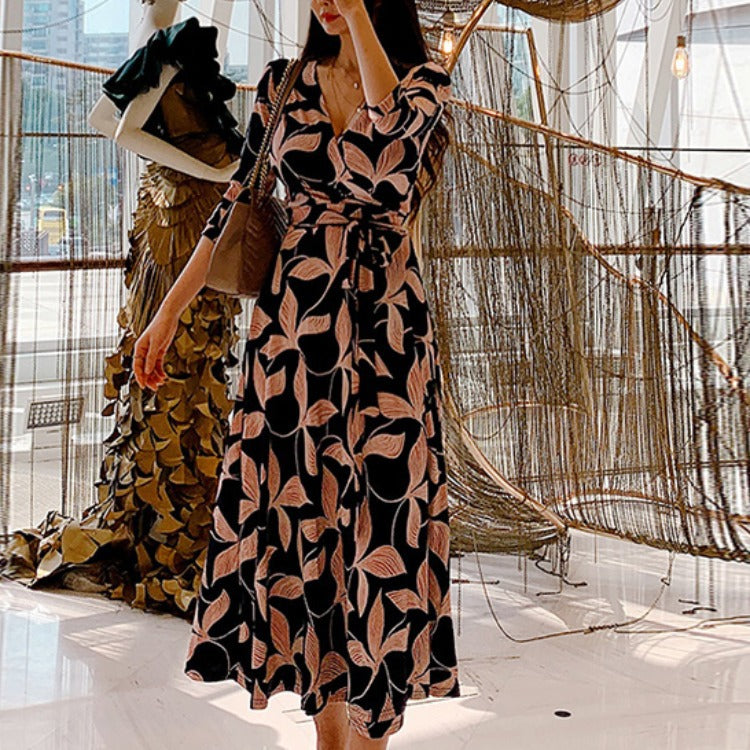 V Neck Waist One Piece Maternity Dress