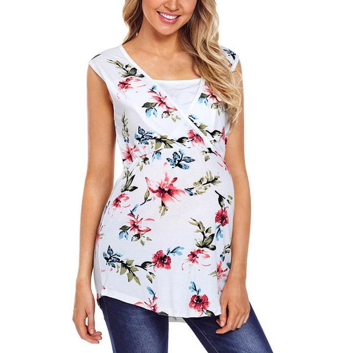 Women's Floral Printed Cotton Maternity Vest