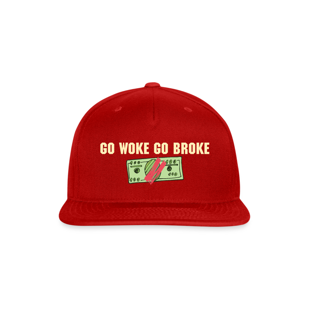 SIE CAPS "GO WOKE GO BROKE" Original Snapback Baseball Cap - red