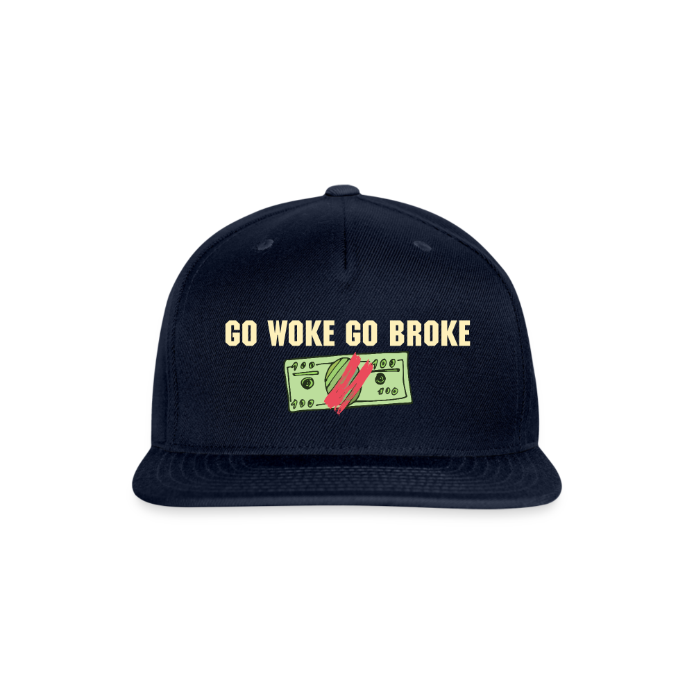 SIE CAPS "GO WOKE GO BROKE" Original Snapback Baseball Cap - navy