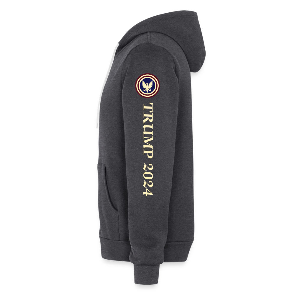 SIE CAPS "TRUMP 2024" Bella + Canvas Unisex Full Zip Hoodie - charcoal grey