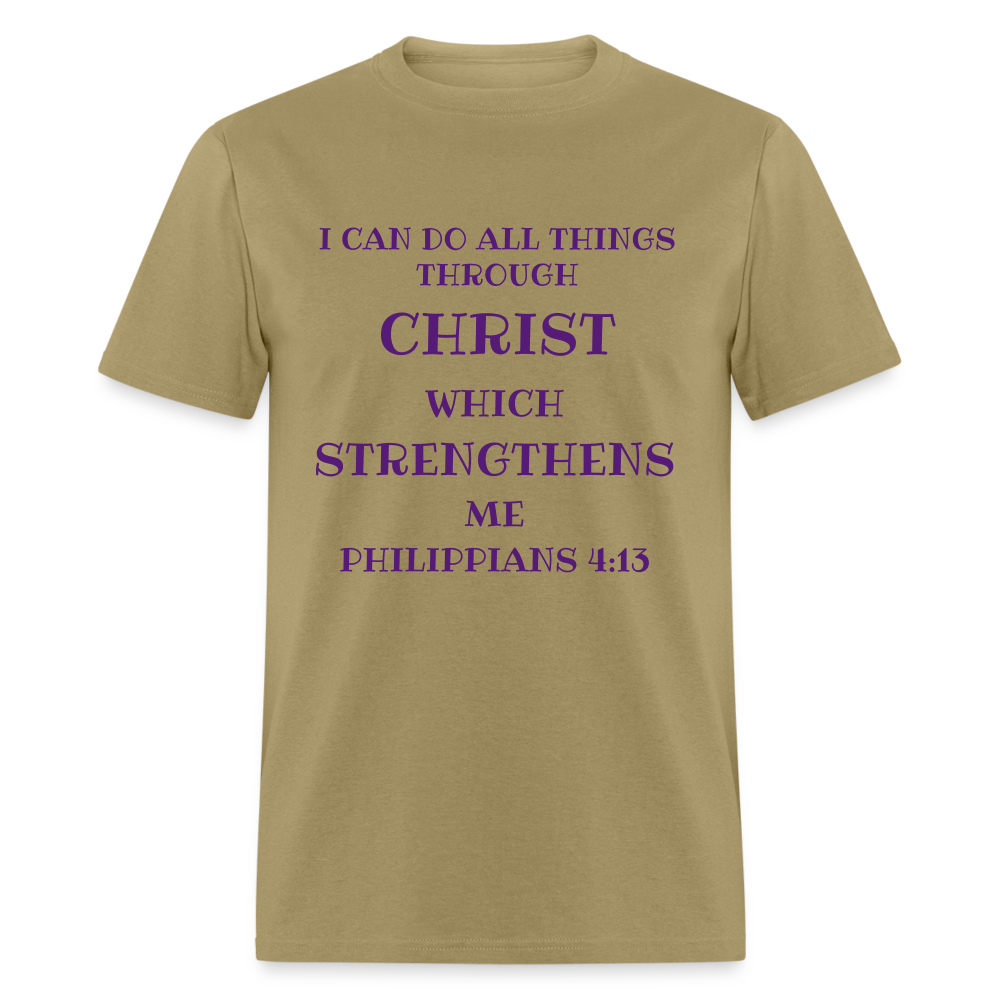 SIE CAPS PHILIPPIANS 4:13 Unisex Tee Shirts - khaki