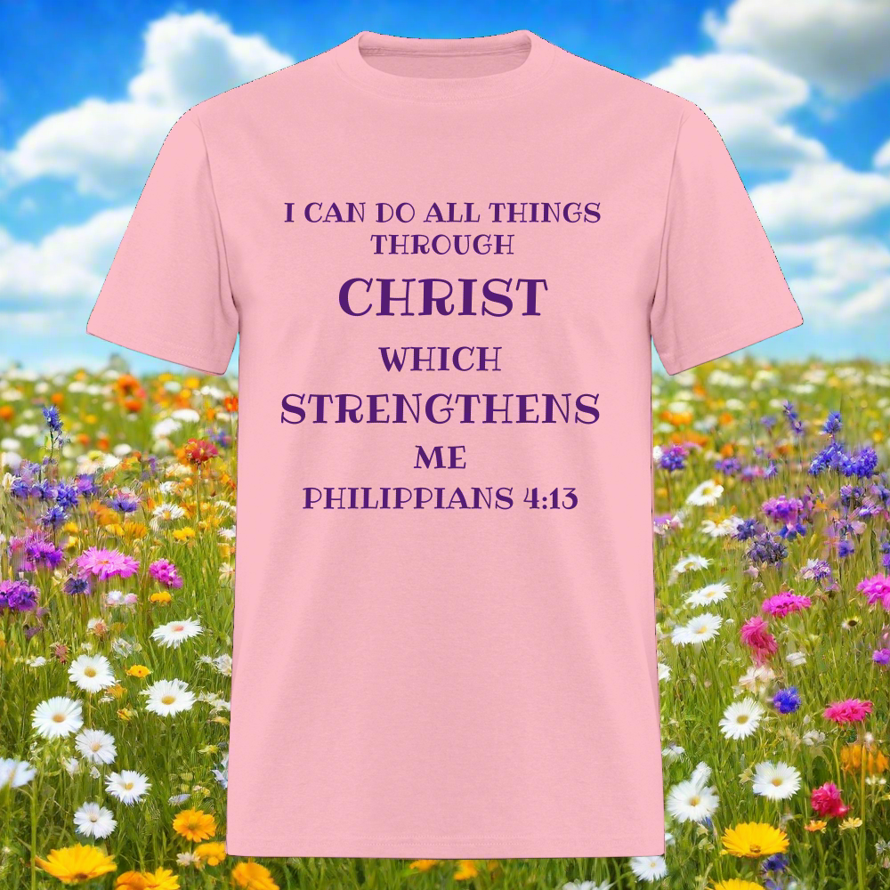 SIE CAPS PHILIPPIANS 4:13 Unisex Tee Shirts - pink