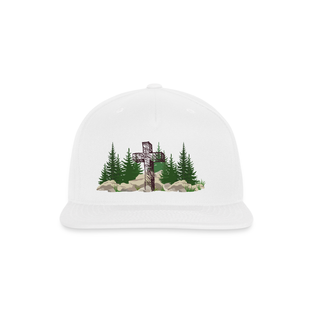 pine cross Snapback Baseball Cap - white