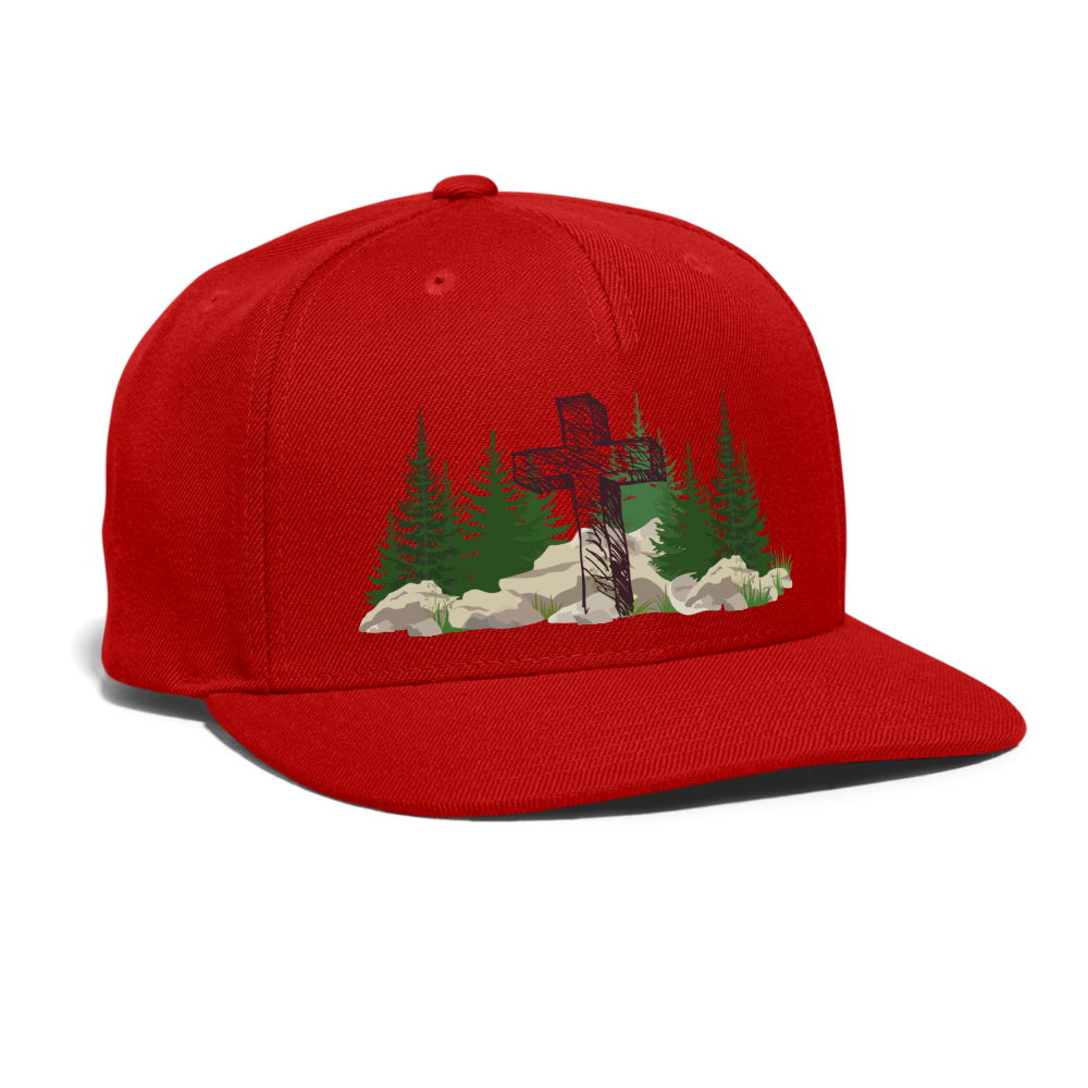 pine cross Snapback Baseball Cap - red
