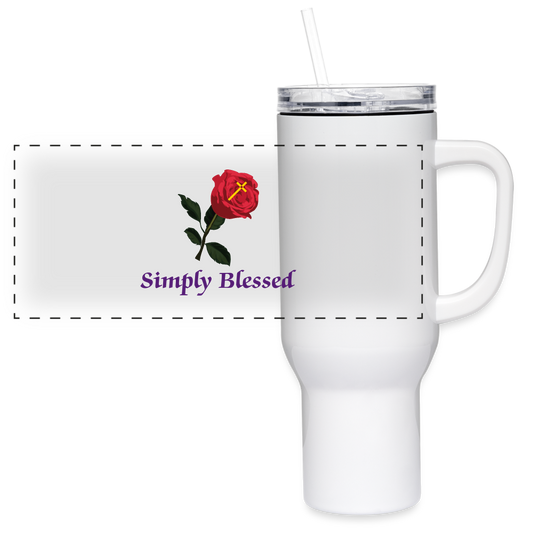 SIE CAPS SIMPLY BLESSED 40 oz Stainless Steel Travel Tumbler - white