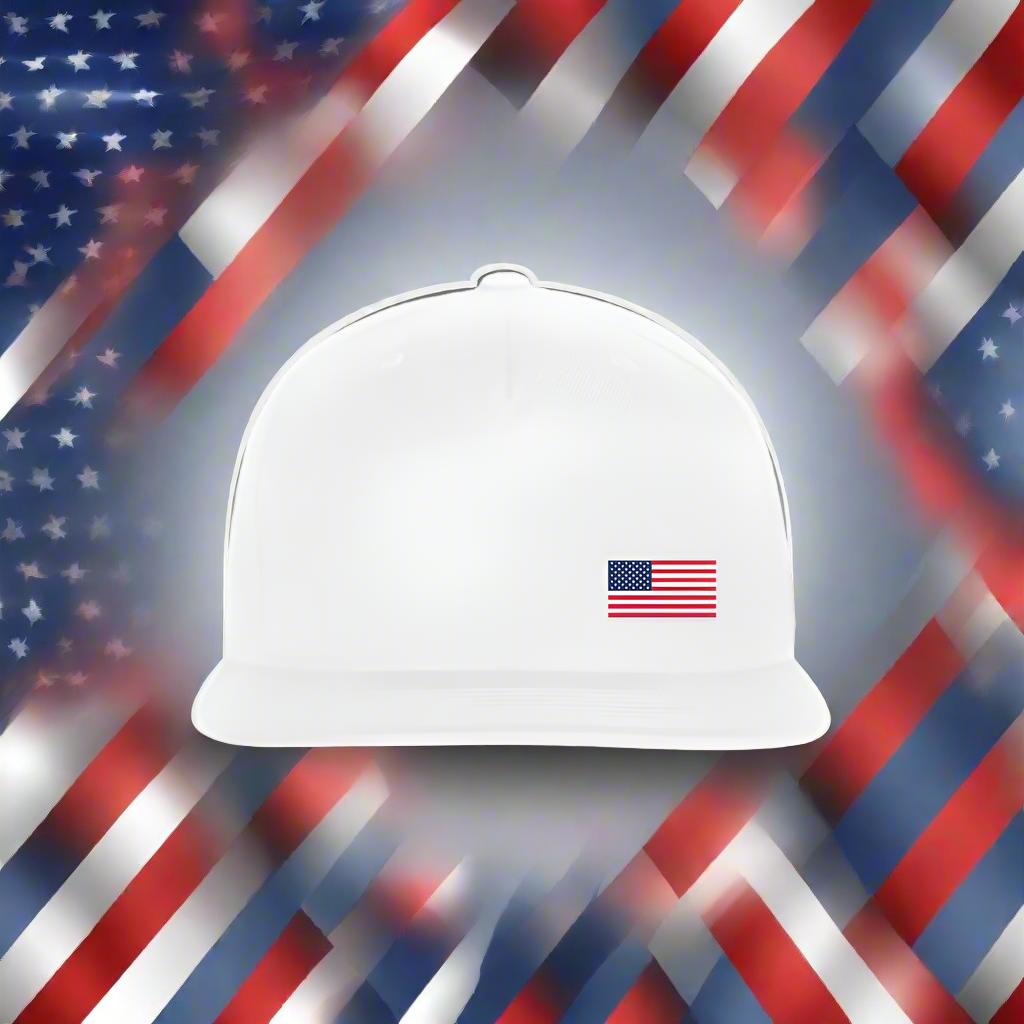 SIE CAPS Offset US Flag Authentic Yupong Snapback Baseball Cap - white