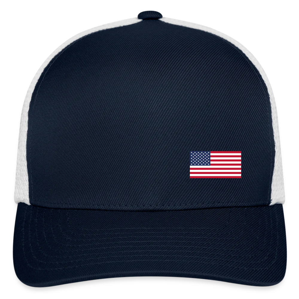 SIE CAPS OFFSET US FLAG Authentic FLEXFIT Fitted Baseball Cap - navy/white