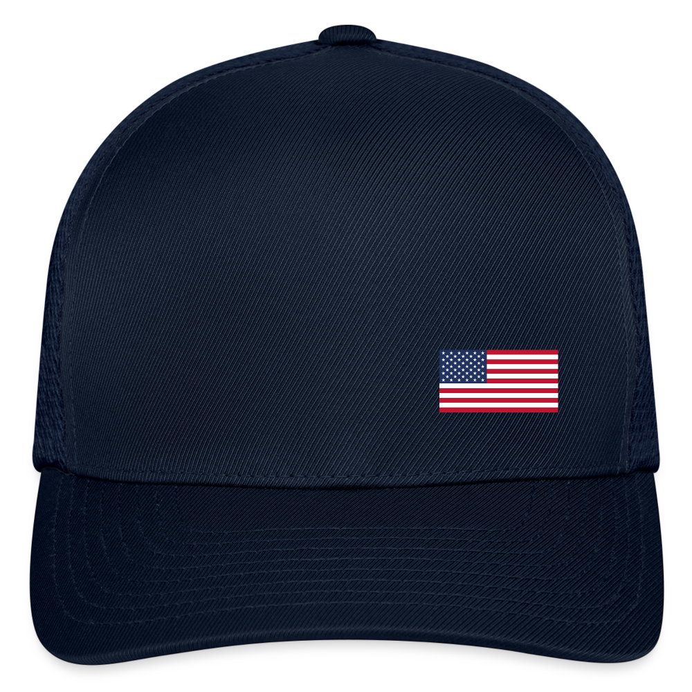 SIE CAPS OFFSET US FLAG Authentic FLEXFIT Fitted Baseball Cap - navy
