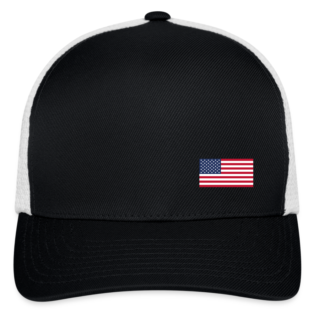SIE CAPS OFFSET US FLAG Authentic FLEXFIT Fitted Baseball Cap - black/white