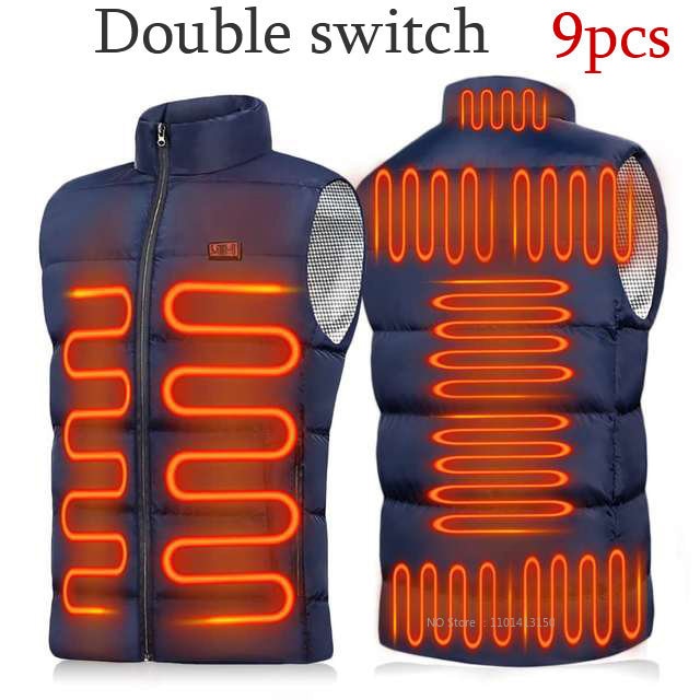 Heated Winter Vest 9 Heating Zones