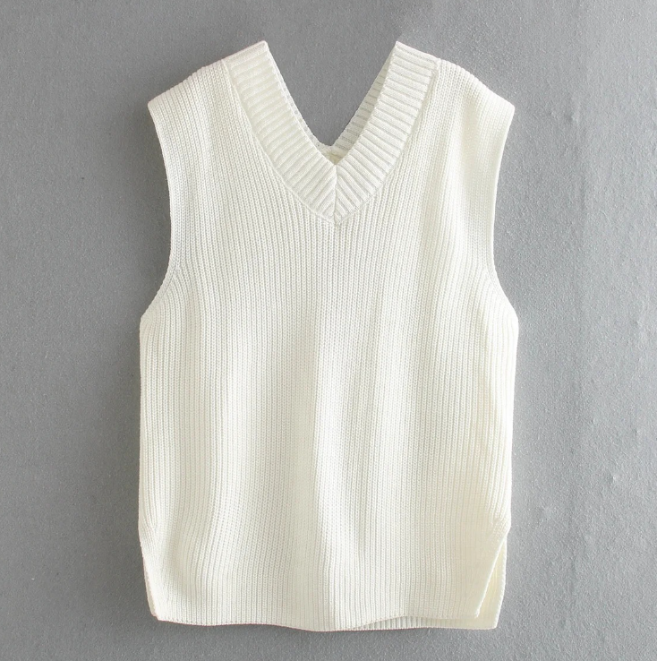 V-Neck Knitted Sleeveless Vest